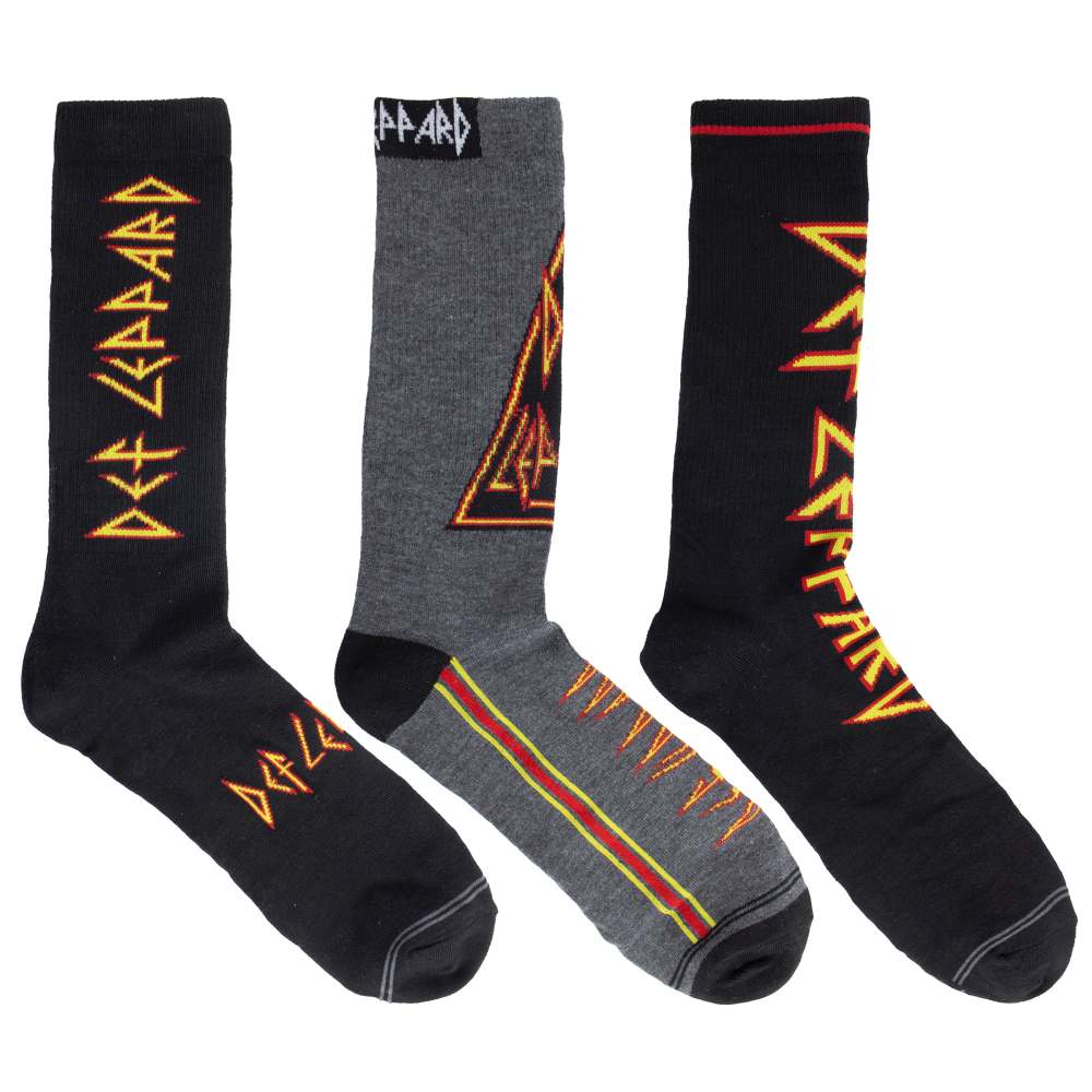 Def Leppard - 3 Pack Guitar Tin Sokken - Zwart/Grijs